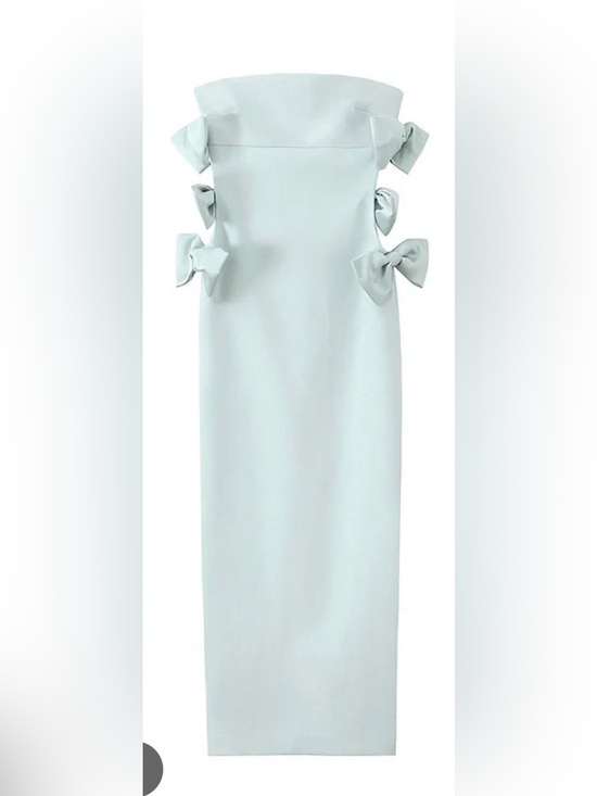 Zara Dresses & Skirts - Zara Sea Green Strapless Shift Dress with Side Bows